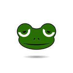 Cartoon frog face icon with shadow