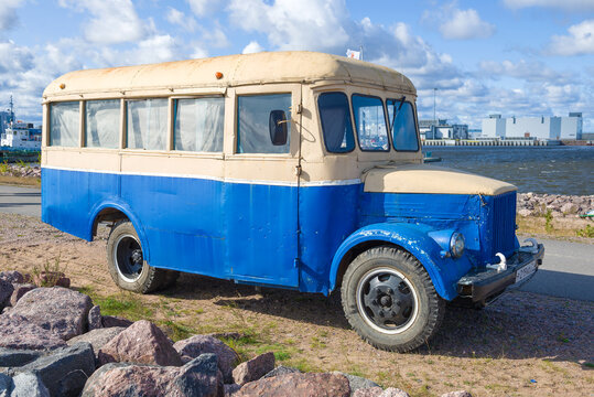 KRONSHTADT, RUSSIA - SEPTEMBER 14, 2019: Old Soviet bus KAvZ-651A 