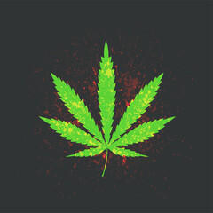 Fototapeta na wymiar Cannabis leaf in grunge style vector illustration