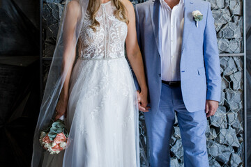 the bride and groom together at the wedding