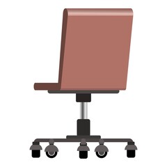 Trendy vector flat 3d office modern computer chair with pastel brown color shades, back view