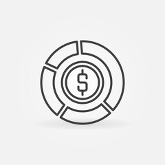 Pie Chart with Dollar Sign vector concept icon or symbol in thin line style