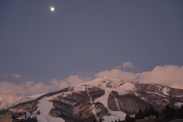 mountains and moon
