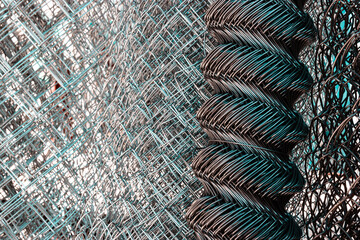 Close up grey steel rabitz lattice grid