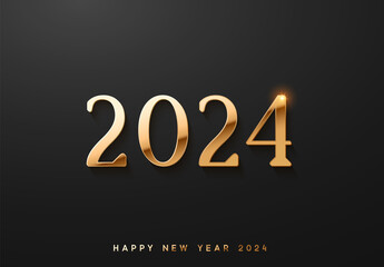 Happy New Year 2024. luxury golden number 2024. vector illustration