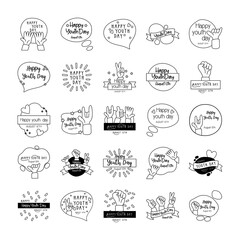 happy youth day bundle of letterings