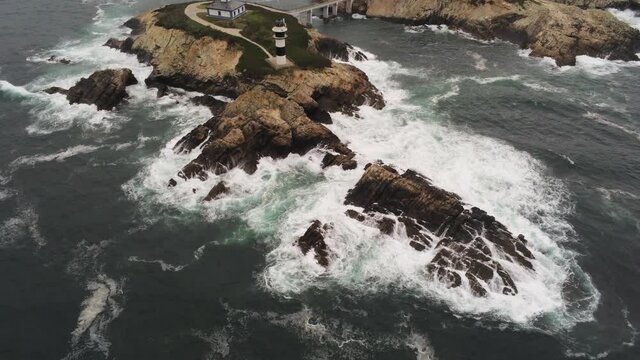 Cliffs and waves in the coast of Galicia,Spain. Aerial Drone Video
