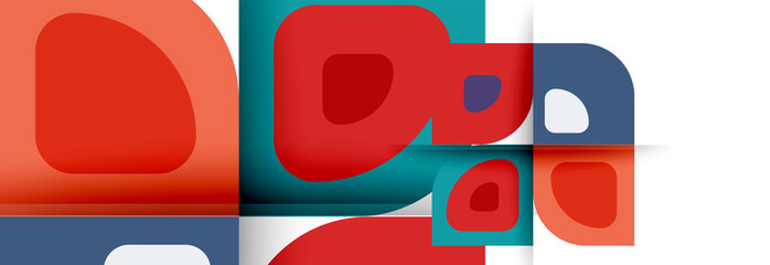 Set of vector modern geometric abstract backgrounds with repeating abstract round shapes patterns and shadow effects