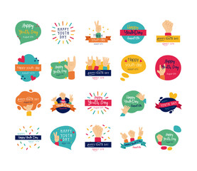 happy youth day bundle of letterings