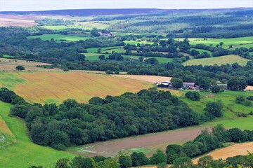 Fototapeta na wymiar Farmland and moorland view of Harwood Dale 2, North Yorkshire, England.