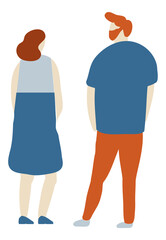 Couple flat vector characters. Romantic date, love