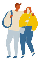 Couple flat vector characters. Romantic date, love