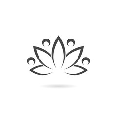 Lotus icon simple sign with shadow