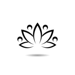 Lotus icon simple sign with shadow