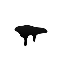 Drip paint. Ink stain. Drop melt liquid isolated on white background. Splash of chocolate, oil, blood. Black graffiti. Splatter syrup, candy sauce, caramel. Color easy to edit. Vector illustration