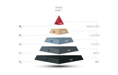 Vector design diagram presentation on pyramid layer shape can use with report of business compensation - obrazy, fototapety, plakaty