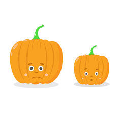 Pumpkin for Halloween, a cute pumpkin with different emotions. Illustration for a postcard or invitation.