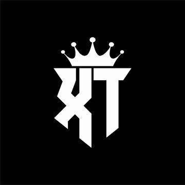 xt logo monogram shield shape with crown design template