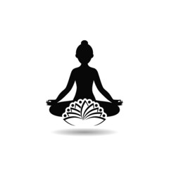 Yoga icon in modern design style with shadow