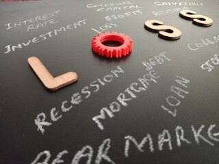 commerce subject word cloud on chalkboard for business study background.