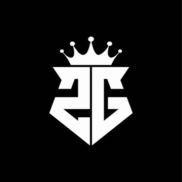 zg logo monogram shield shape with crown design template