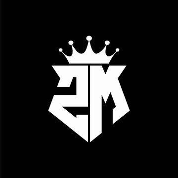 zm logo monogram shield shape with crown design template
