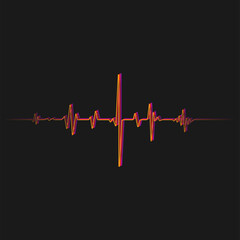 Pulse with the glitch effect on a black background. Vector illustration.