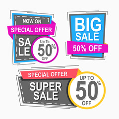 abstract flat labels promotion design for stickers advertisement