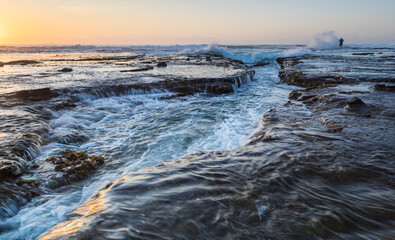 Sunrise at coastal rock platform - Newcastle New South Wales Australia
