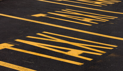 taxi carpark yellow lane on asphalt