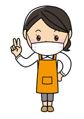 女の子01_34（エプロンとマスクをしてポーズをとる女性シリーズ）