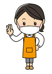 女の子01_35（エプロンとマスクをしてポーズをとる女性シリーズ）