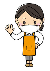 女の子01_37（エプロンとマスクをしてポーズをとる女性シリーズ）