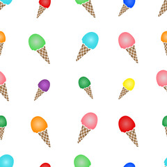 Popsicle cone. Crispy waffle cone. An endlessly repeating ornament. Seamless vector pattern. Ice cream. Isolated colorless background. Idea for web design, wallpaper, cover, packaging. Flat style. 