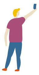 Man, Guy making selfie Flat Character Vector