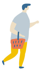 Man in grocery , Guy Flat Character Flat Vector