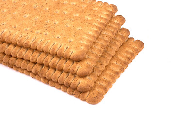 Tasty biscuits with bran on a white background