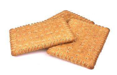 Tasty biscuits with bran on a white background