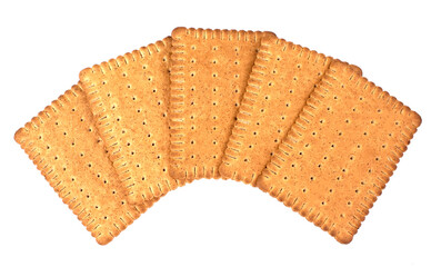 Tasty biscuits with bran on a white background