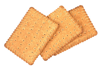 Tasty biscuits with bran on a white background