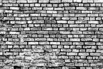 Brick wall background, black and white tone