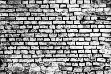 Brick wall background, black and white tone