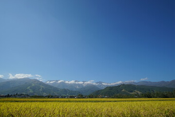 typical landscape with mountains of Japan alps