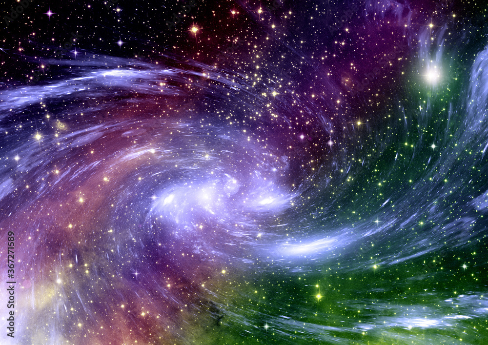 Wall mural galaxy in a free space. 3d rendering