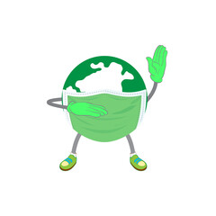 Earth Masker Fight Virus illustration Vector Mask. Stop Covid-19. Corono. Banner, Flayer, Stiker, Background