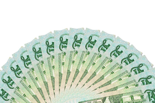 Guernsey pound banknotes illustrating economy and investment with copyspace