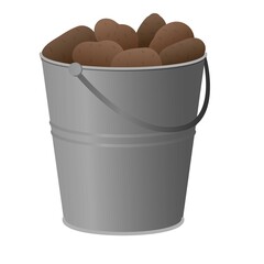 Full potato bucket icon. Cartoon of full potato bucket vector icon for web design isolated on white background