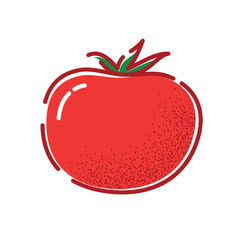 Tomato. Vector illustration of a tasty red vegetable in flat and line-art style for print, banner or postcard.