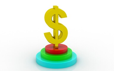 3D illustration dollar concept
