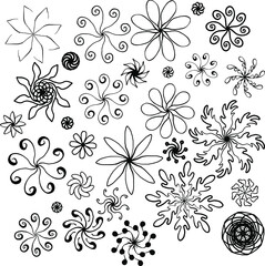 black and white floral set elements